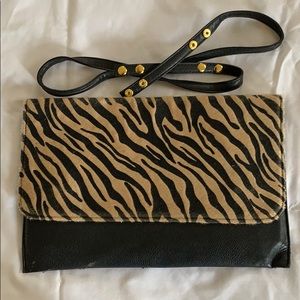 Oversized Animal Print Envelope Clutch with Strap